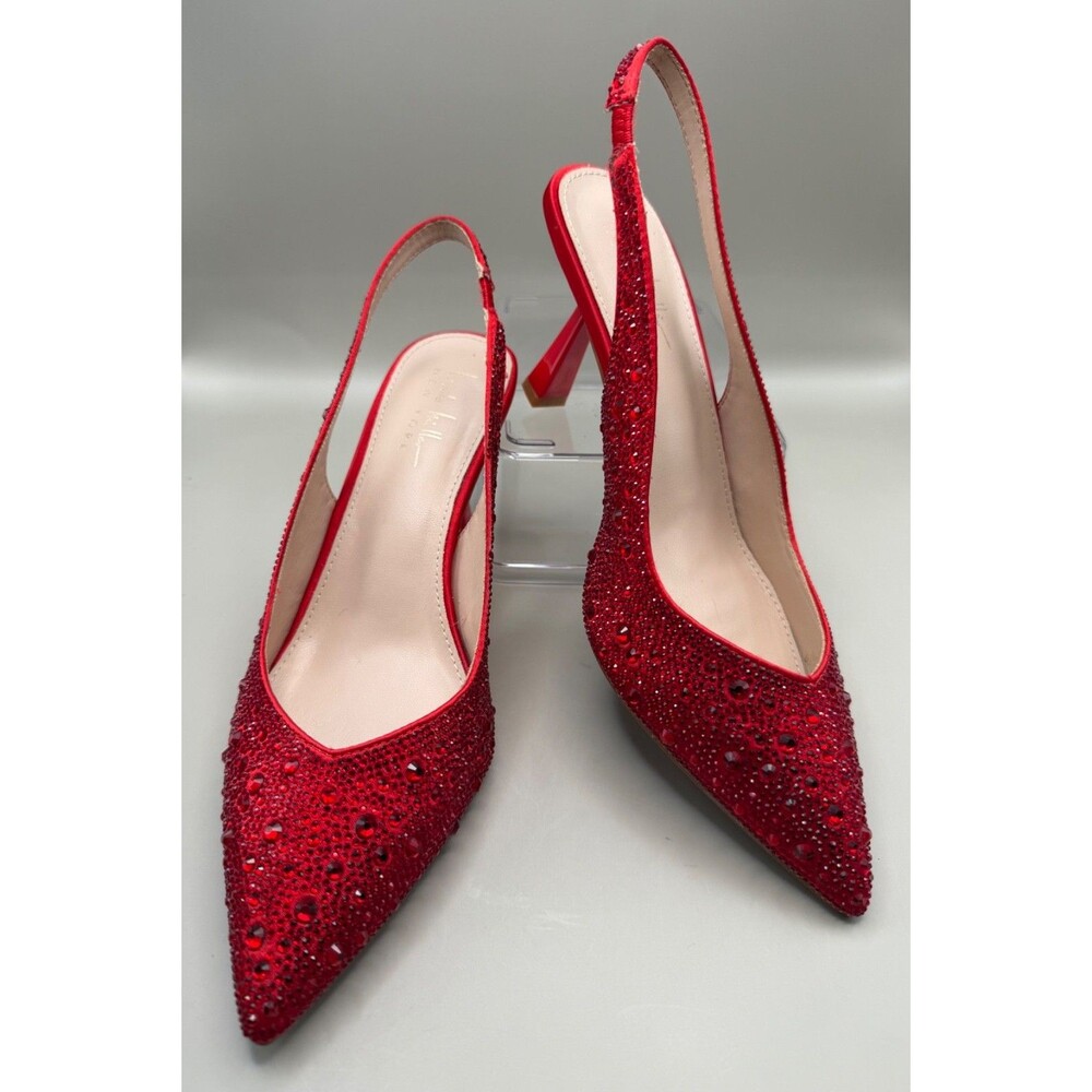 Nicole Miller New York Scoutie Size 9 Red Bling Slingback Dress Heels